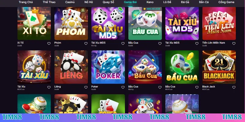 Game bài đa dạng đáp ứng mọi sở thích